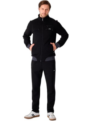Odea Slazenger Flıcker Erkek Fermuar Cepli Siyah Eşofman Takımı
