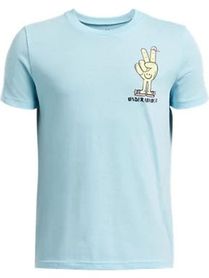 Odea Under Armour Mavi Erkek Çocuk Bisiklet Yaka Normal Kalıp T-Shirt 1390009-494-UA B Peace Love Ua Ss