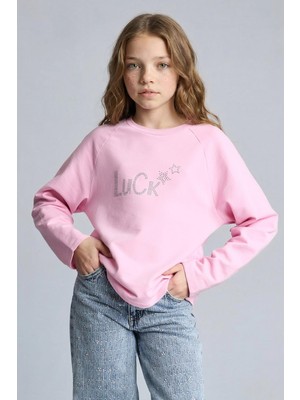 Odea Defacto Oversize Geniş Kalıp Bisiklet Yaka Taşlı Sweatshirt Kız Çocuk G2463A825WN
