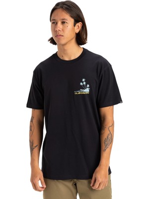 Odea Palm Lines Ss Erkek Siyah Günlük Stil T-Shirt EQYZT08057-KVJ0