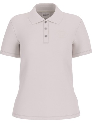 Odea Guess Paula Kadın Aktif Slim Fit Polo T-Shirt, Bej, L Beden