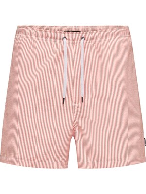 Odea Only & Sons Erkek Onsted Stripe Gofre Kumaş Swim Noos Yüzme Şortu, Pembe (Porcelain Rose), Xl