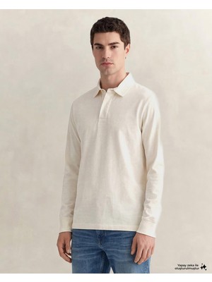 Odea Gant Erkek Krem Regular Fit Logolu Polo Yaka Rugby T-Shirt
