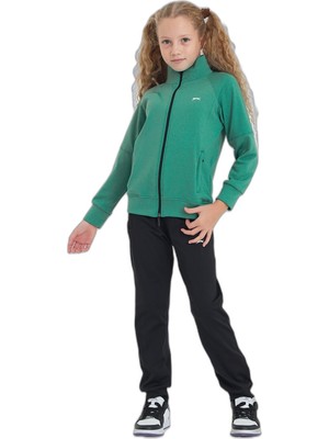 Odea Slazenger Next In Unisex Çocuk Fermuarlı Dik Yaka Cepli Yeşil Eşofman Takımı