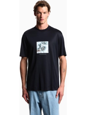 Odea Erkek Bisiklet Yaka Regular Fit Kısa Kol Pamuk Karışım Lacivert T-Shirt EM005272 AF10017-UB118