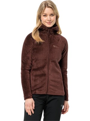 Odea Jack Wolfskın Rotwand Hooded Fz W Kadın Polar Ceket, Dark Maroon, Xs