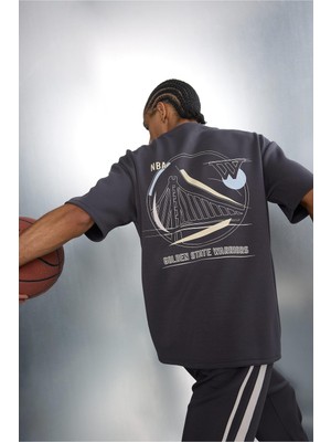 Odea Defacto Pamuklu Nba Golden State Warrıors Relax Fit Bisiklet Yaka Kısa Kollu Tişört F9791AX26SP