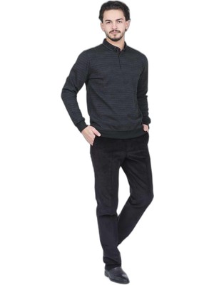 Odea Raymons Erkek Desenli Polo Yaka Triko Sweat 6782252 Siyah