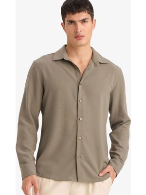Odea Defacto Modern Fit Polo Yaka Uzun Kollu Gömlek F9886AX26SP
