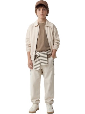 Odea Pamuklu Beli Bağcıklı Cepli Jogger Gabardin Pantolon