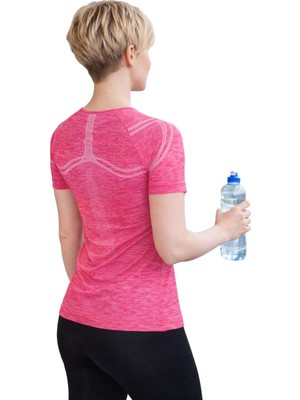Odea Miofit Kadın Dianthus Dikişsiz Spor Tişört Melange Pınk S-M