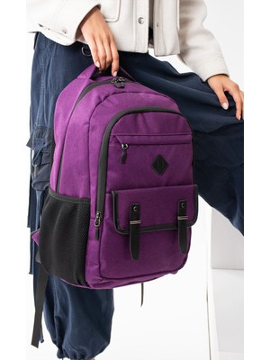 Odea GK64 Unisex Okul Sırt Çantası Öğrenci Günlük Seyahat Tatil Spor Yürüyüş Seyahat Gezi Kamp Günlük Mor
