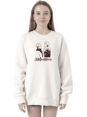 Odea Tshirthane Jujutsu Kaisen Anime Long Beyaz Kadın 2ip Sweatshirt P21684S3570, S
