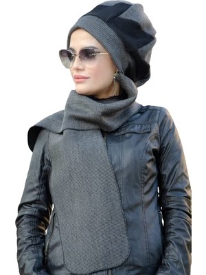 Odea Füme Siyah Atkılı Bere - 30202