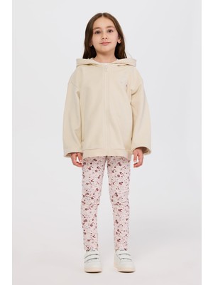 Odea Kız Çocuk Fermuarlı Kalp Detaylı Bej Sweatshirt 8 Yaş (128 Cm)