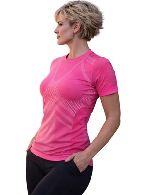 Odea Miofit Kadın Energy Exercise Fit Kısa Kollu Dikişsiz Spor Tişört Fuşya Xl-Xxl
