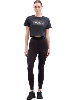 Odea Skechers W Graphic Tee Shiny Logo T-Shirt Kadın Siyah Tshirt
