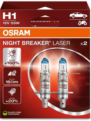 Odea Osram Ampul H1 Nl 55W 12V P14.5S5X2BOXTRQR2B Night Breaker Laser - Osr 64150NL-2HB