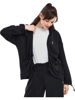 Odea Skechers Soft Touch W Full Zip Hoodie Sweatshirt Kadın Siyah Fermuarlı Eşofman Üstü