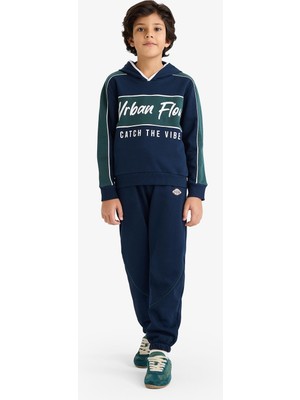 Odea Defacto Oversize Pamuklu 2'li Takım Kapüşonlu Baskılı Sweatshirt Eşofman Altı Erkek Çocuk G5354A825WN