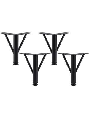 Odea Üçgen 12 cm Siyah 4 Adet Metal Mobilya Ayağı Modern Koltuk Kanepe Dayanıklı Tv Ünite Ayağı Ayakları