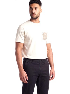 Odea Erkek Normal Kesim Nefes Alabilen Organik Pamuklu Desenli Kısa Kollu Ekru1 T-Shirt 50565606-119