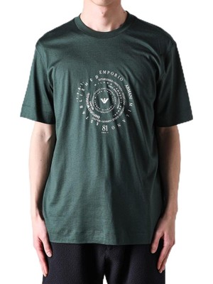 Odea Erkek Regular Fit Desenli Yuvarlak Yakalı Kısa Kollu Yeşil T-Shirt EM004995 AF13747-U7263