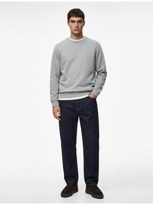 Odea Pamuklu Uzun Kollu Şardonlu Bisiklet Yaka Erkek Basic Sweatshirt