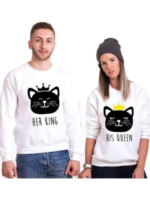 Odea Tshirthane Cat King Cat Queen Sevgili Kombinleri Sweatshirt Kombini, Kadın, S-Tek Ürün Fiyatıdır, Kombin Yapmak Için En Az 2 Adet Sepete Ekleyiniz