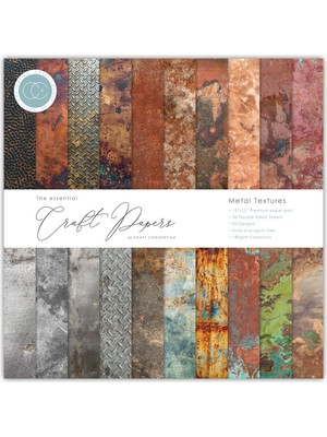 Odea Craft Consortium Çift Taraflı Kağıt Ped 12"X12" 30/pkg-Metal Dokular, 20 Tasarım, Çoklu