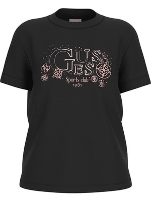 Odea Guess Kadın Aktif Regular Fit T-Shirt, Siyah, Xs