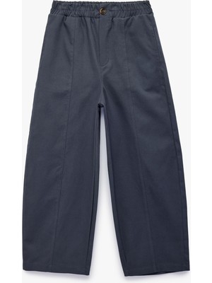 Odea Pamuklu Beli Lastikli Oversize Gabardin Pantolon