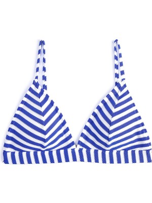Odea Koton Üçgen Bikini Üstü Dokulu, Kadın, Mavi, 36