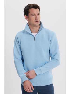 Odea Tudors Relax Fit Yarım Fermuarlı Sweatshirt, S, SW240002-01, Mavi, Erkek