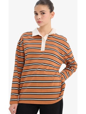 Odea DEFACTO%100 Pamuk Loose Fit Polo Yaka Sweatshirt G6490AX25WN