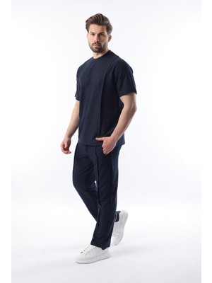 Odea Madmext Lacivert Önü Pileli Overfit Erkek Takım E7304,LACIVERT Xl