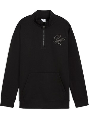 Odea Puma Kadın Ess Scrıpt Half-Zip Crew Sweatshirt Puma Black Xs