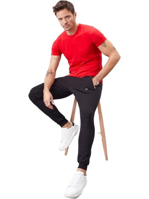 Odea Siyah Fermuar Cepli Dar Kalıp Jogger Erkek Eşofman Alt - 84343