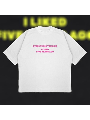 Odea Tarzsokak Everything You Like Oversize Unisex Pamuklu Nefes Alan Kalın Kumaşlı, BEYAZ841, Xl
