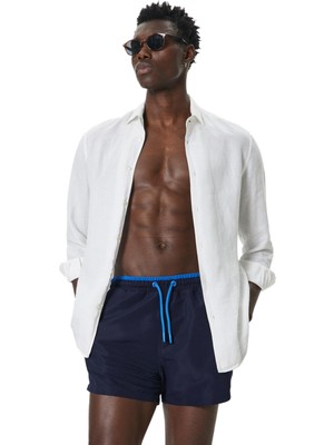 Odea Koton Deniz Şortu Mini Oversize Beli Bağcıklı