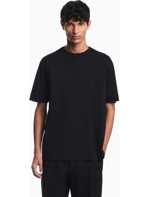 Odea Erkek Regular Fit Yuvarlak Yakalı Mikro Kartal Işlemeli Yumuşak Pamuklu Jarse Kumaşlı Kısa Kollu Siyah T-Shirt EM006779 AF28078-UC001