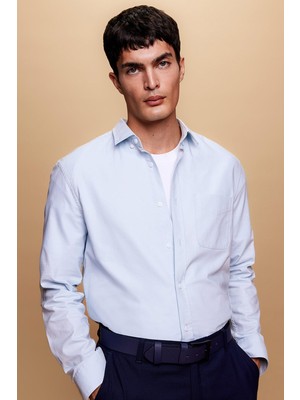 Odea DEFACTO%100 Pamuk Regular Fit Polo Yaka Oxford Basic Uzun Kollu Gömlek A8028AX23AU