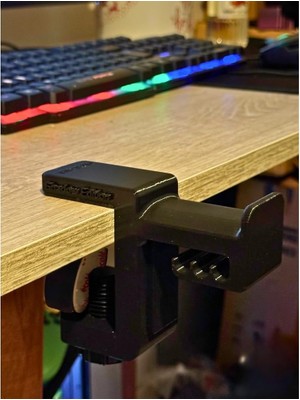 Odea TRAK3D Siyah Premium Asılabilir Kulaklık Standı-Kalın Masalar Için Ideal, Sağlam Kaydırmaz Keçeli, Ergonomik Masaüstü Askı, Shadow Edition Long