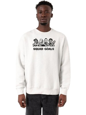 Odea Tshirthane Horror Movie Squad Goals Beyaz Erkek 2ip Sweatshirt P21364S3052, M