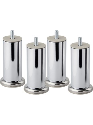 Odea Krom Gümüş 10 cm Metal 4 Adet Mobilya Ayağı Modern Koltuk Kanepe Ayak Tv Ünite M8 Civatalı Ayakları