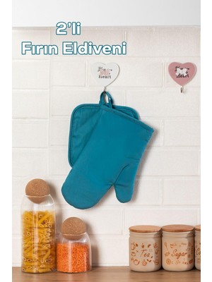Odea Porsima 3136 2li Isıya Dayanıklı Fırın Eldiveni ve Tutacak Seti Mutfak Eldiveni Seti Mavi