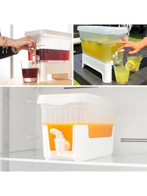 Odea Güncelçarşı 4 Litre Musluklu ve Ayaklı Buzdolabı Içi Su Sebili, Su Sebili, Limonata, Portakal Suyu, Piknik, Balkon, Seyyar Masa Sebili, 4 Litre Sebil (Şeffaf Beyaz)