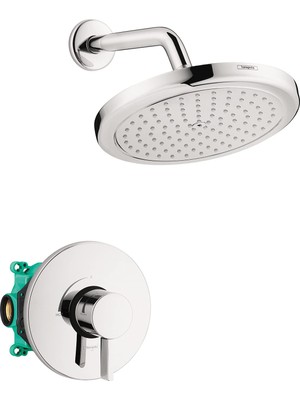 Odea Hansgrohe Croma Komple Duş Sistemi Duş Seti Modern 1-Sprey Krom, Kaba ve Duş Valfi Dahil 2 Gpm, 04909000
