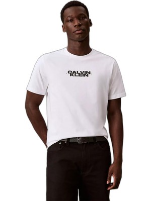 Odea Erkek Regular Fit Yuvarlak Yakalı Önü ve Arkası Logo Baskılı Pamuklu Kısa Kollu Beyaz T-Shirt LV04RG834G-YAF