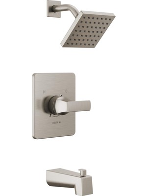Odea Delta Faucet Velum 14 Serisi Tek Işlevli Fırçalanmış Nikel Küvet ve Duş Bataryası Seti, Valf Trim Kiti, Duş Kolu, Delta Duş Trim Kiti, Duş Seti, Paslanmaz T14437-SS (Vana Dahil Değildir)